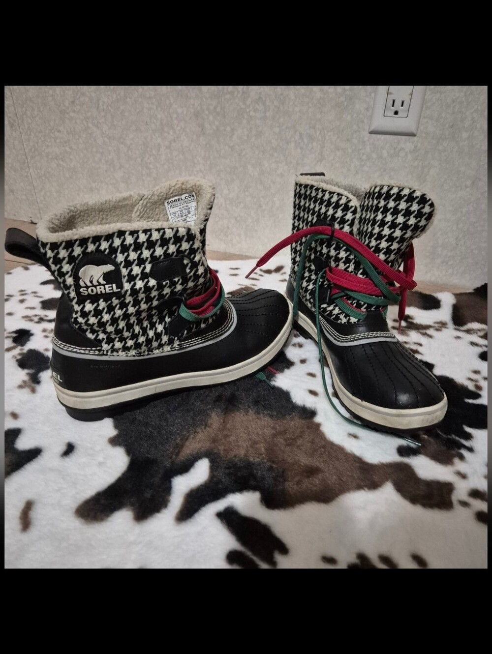 Sorel Womens Tivoli Houndstooth Snow-Waterproof Plaid Fleece Lined Boots-Size:11